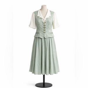 Vintage Dawn Joy Fashions 2-Piece Dress Suit Size XL Sage Green NWT